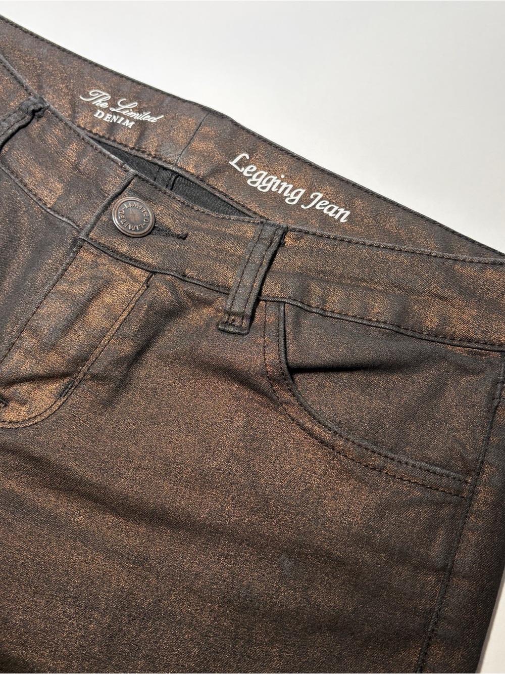 The Limited Metallic Shimmer Bronze Coated Legging Jean Size 6